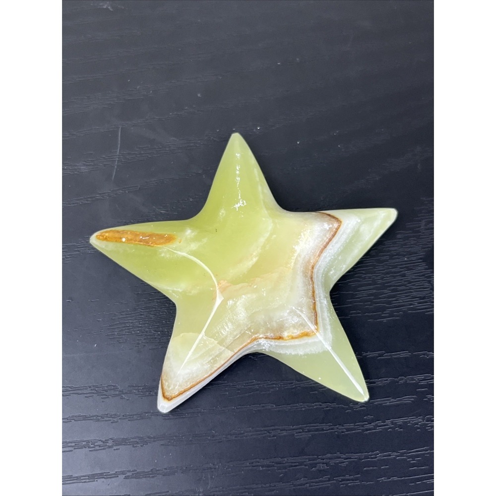 Green Agate Star Polished Crystal Carving Healing Stone Decor